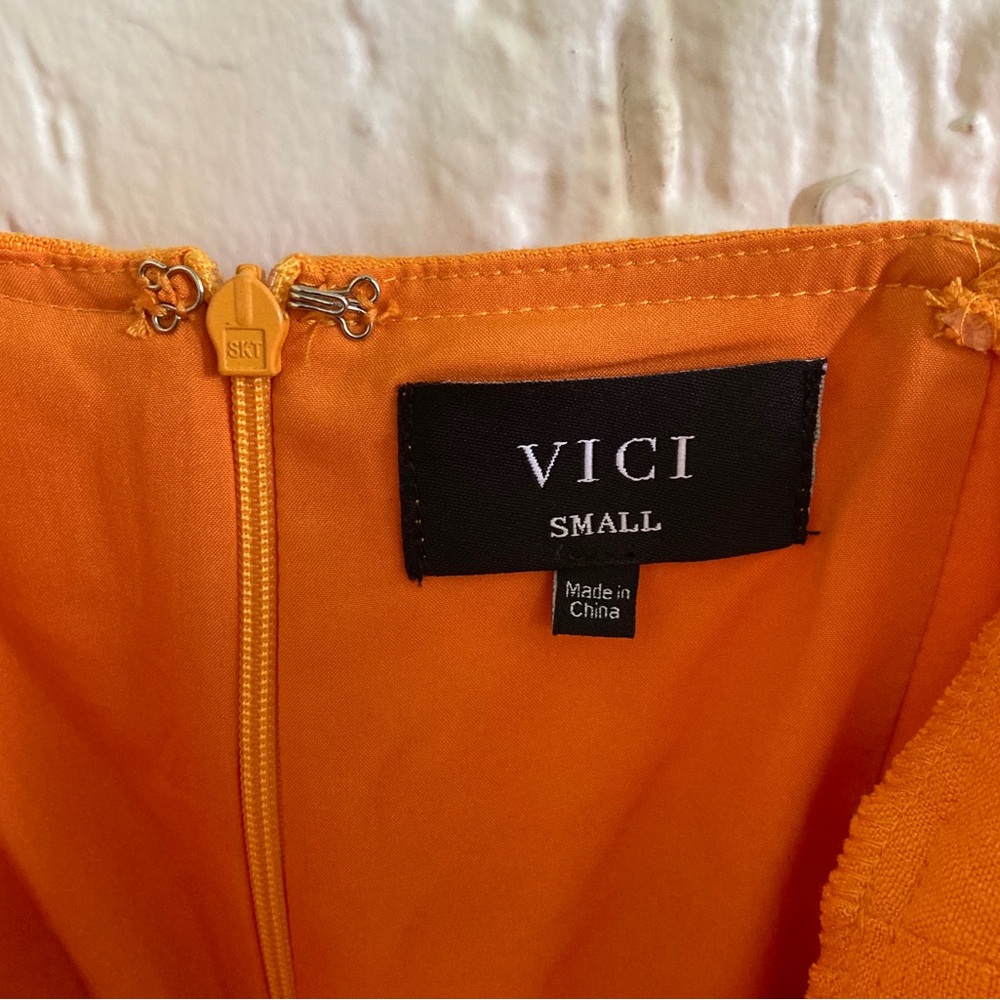 Vici Bright Orange Mini Dress Size Small - Picture 3 of 10